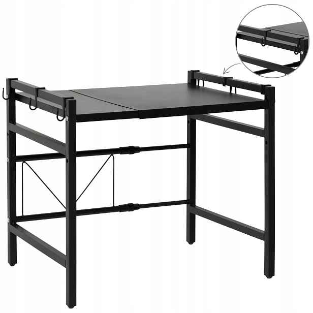 Kuchyňská police nad mikrovlnnou troubu nastavitelná Černá 45,5 cm minimalistická Loft