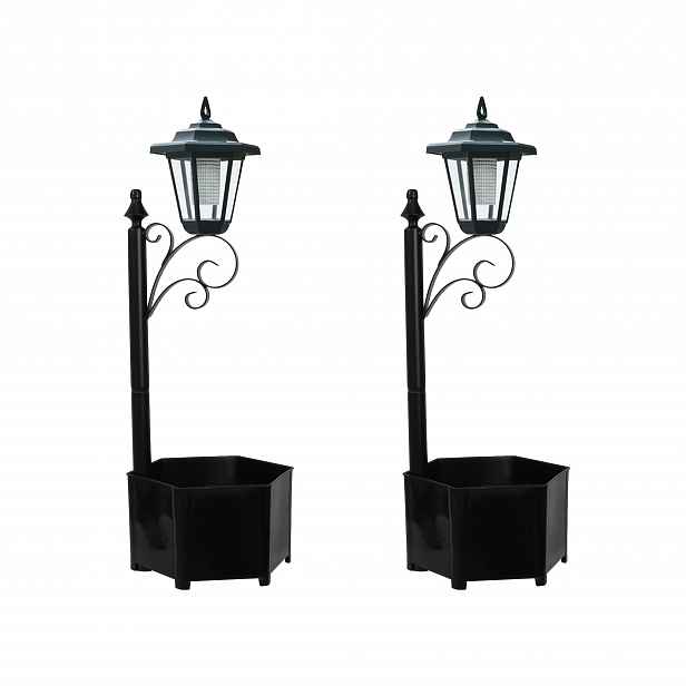 TEMU Solární květináč 2 v 1 s LED světlem, výška 29,53 cm, venkovní květináč, zahradní , automatické osvětlení od soumraku do úsvitu, bez nutnosti