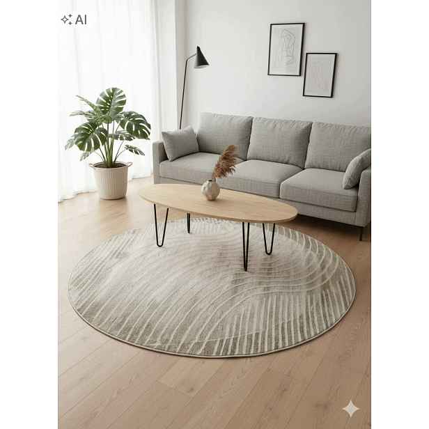Koberec kulatý do obývacího pokoje 160 cm, vícebarevný, měkké štětiny, plyšový