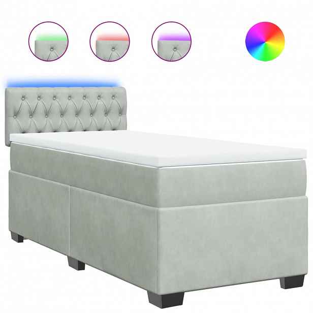 vidaXL Box spring postel s matrací světle šedá 90x190 cm samet