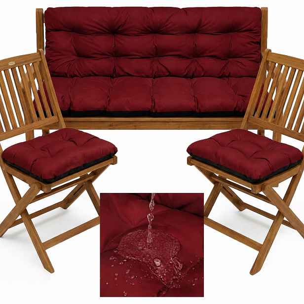 Polštáře na nábytek Vodotěsné sada Rattan 180x60x50 cm 2x 45/45 Bordó