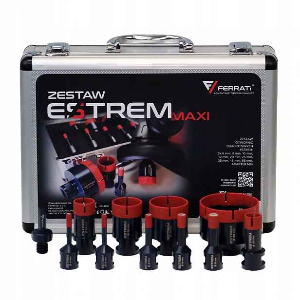 Sada diamantových děrovaček Estrem Maxi adaptér M14 FERRATi