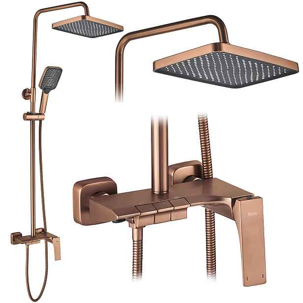 Sprchový Set Nástěnný Joe Kartáčovaná měď Moderní koupelna Rea