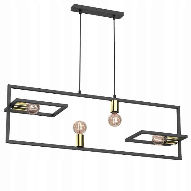Luminex Závěsná lampa Belfort Černá Zlatá 4xE27 15W Geometrická