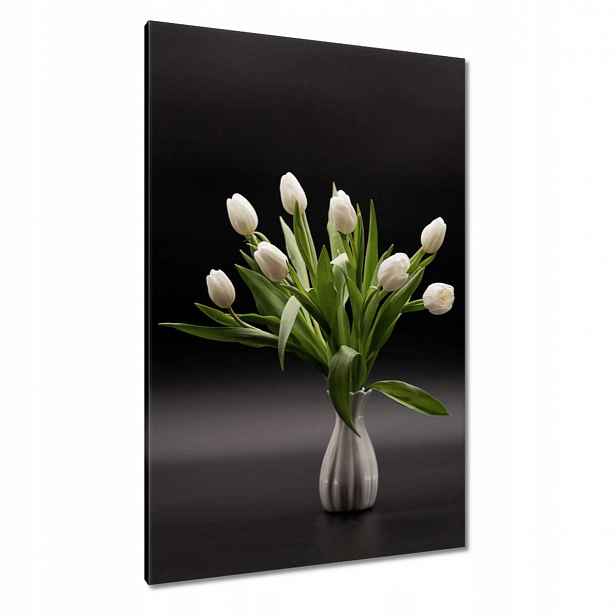 Obrazy 80x120 Bílé Tulipány ve váze