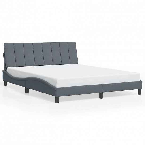 vidaXL Rám postele bez matrace Hanko tmavě šedý 160 x 200 cm samet