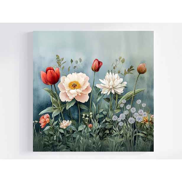 Plátno Obraz Na Plátně Jaro Zahrada Louka Květiny Růže Tulipán 50x50