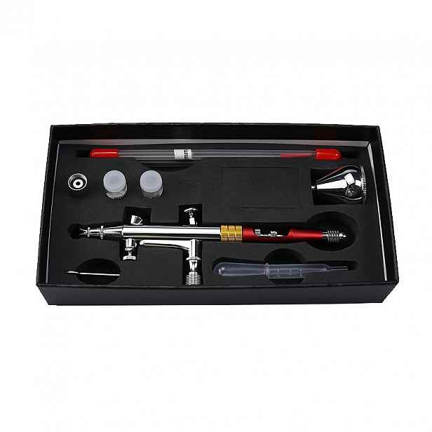 TEMU Vysoce kvalitní duální airbrush sada, kovový spoušťový airbrush, nastavitelný pocit spouště, 0.2/0.3/0.5 mm trysky, vhodný pro začátečníky i