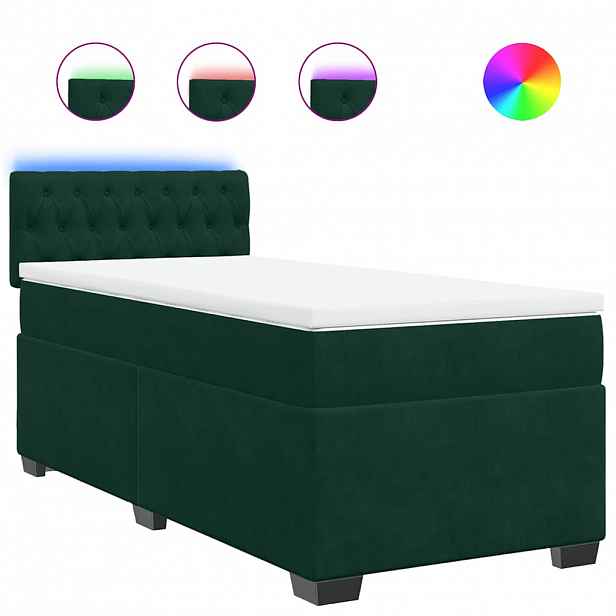 vidaXL Box spring postel s matrací tmavě zelená 90x190 cm samet
