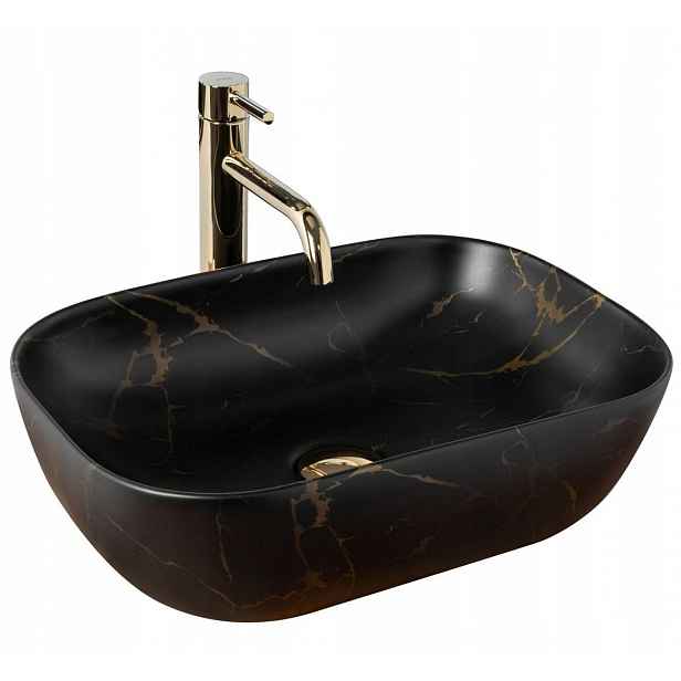 Keramická umyvadlová deska Rea Belinda Black Marble Mat