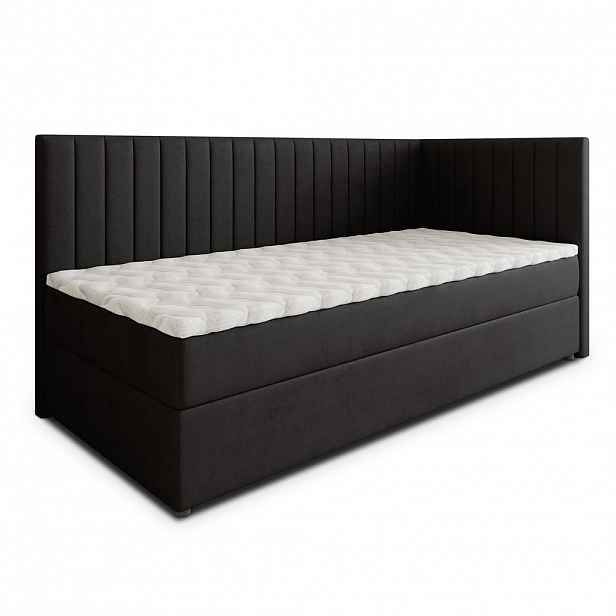 MASSENO AMERICKÁ POSTEL ARIS 90x200 cm, s matrací a úložným prostorem, černá