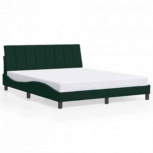 vidaXL Rám postele bez matrace Hanko tmavě zelená 160 x 200 cm samet
