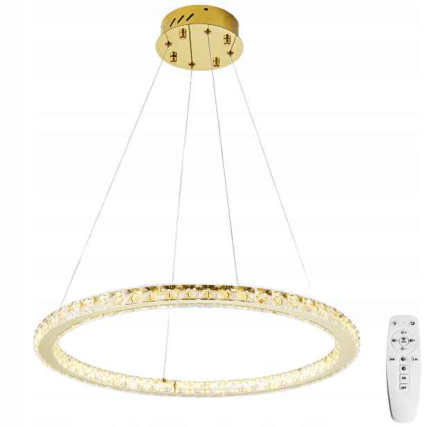 závěsné stropní svítidlo Led Lustr Dálkový Ovladač Ring 60cm glamour křišťálové