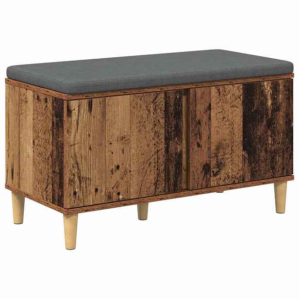 vidaXL Chodbičková lavice s polštářem Staré dřevo 80 x 38 x 46 cm