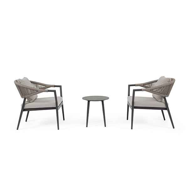 Khaki/taupe hliníkový zahradní lounge set pro 2 Millor – Bizzotto