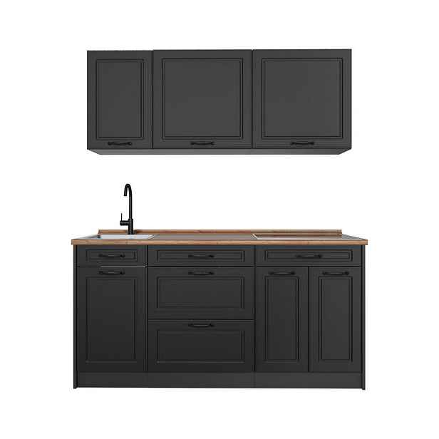 Vicco JEDNOTKOVÁ KUCHYNĚ R-Line, Antracitový venkovský dům/Antracit, 160 cm pracovná doska Dub Goldkraft