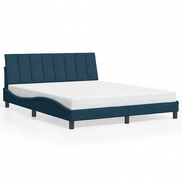 vidaXL Rám postele bez matrace Hanko modrý 160 x 200 cm samet