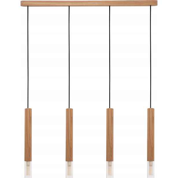 Závěsná lampa dřevěná hnědá 4 tuby nad stůl barová lišta 75 cm Zuma Line