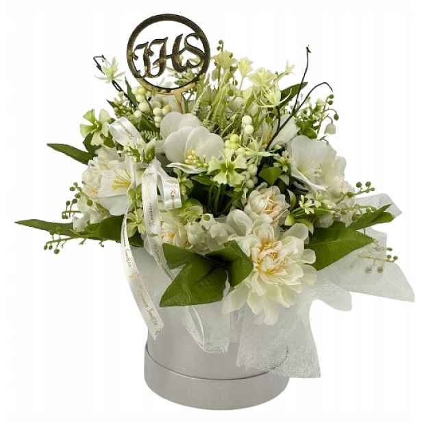 Flower Box Svaté Přijímání bílý topper Ihs dárek