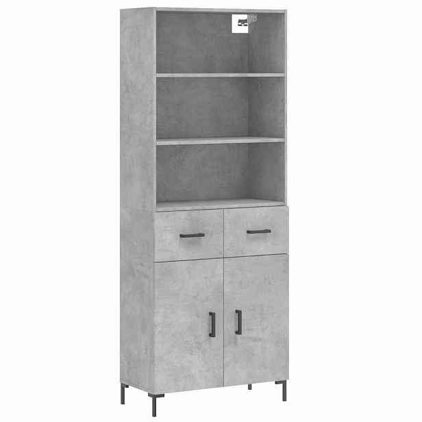 vidaXL Skříň highboard betonově šedá 69,5x34x180 cm kompozitní dřevo