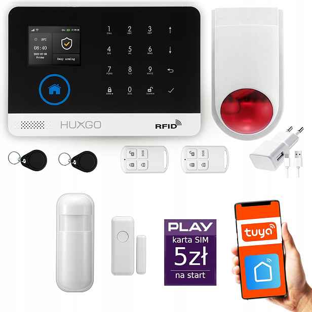 Bezdrátový alarm Gsm 4G WiFi, Tuya, alarmová sada Huxgo HXA003 R1WS