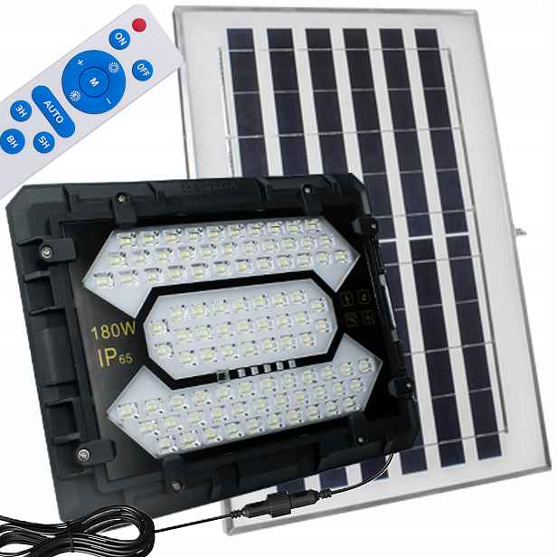Extra Silná Solární Lampa Led 180W Halogenový zářič Voděodolný +Dálkový Ovladač