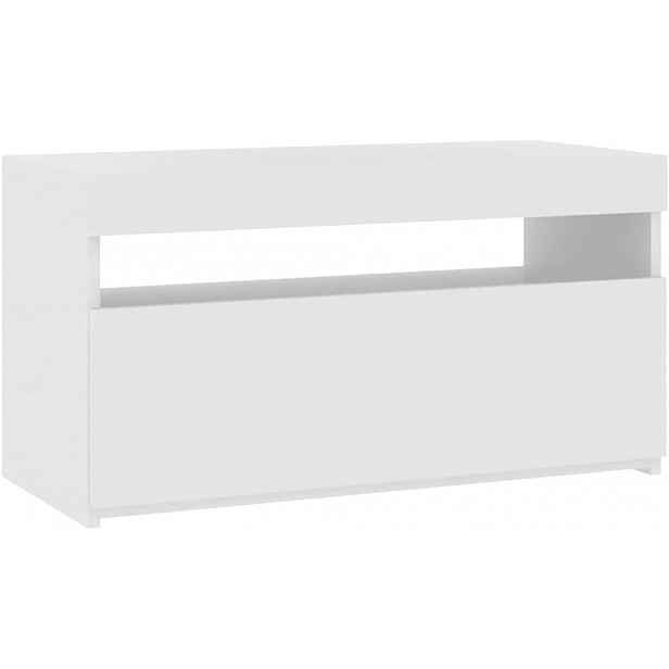 Tv Skříňka S Led Osvětlením, Bílá, Vysoký Lesk, 75X35X40 CM
