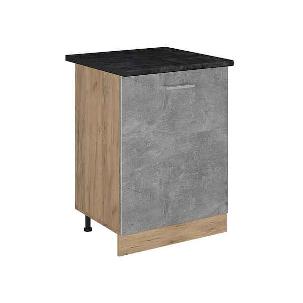 Vicco SPODNÍ SKŘÍŇKA KUCHYŇSKÉ LINKY R-Line, Beton/Zlatý mocný dub, 60 cm s 1 dveřmi pracovná doska antracitová