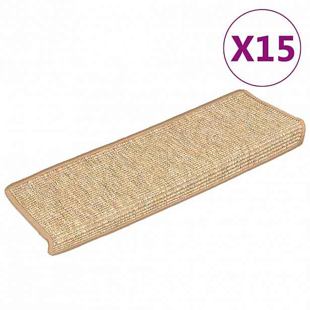 vidaXL Schodové rohože 15 ks 65 x 21 x 4 cm světle hnědé s obdélníkovým okrajem