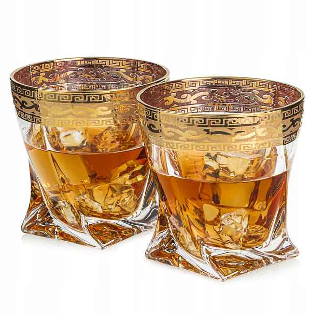 Exkluzivní sklenice na whisky Zlatý Ornament 340 ml 2 ks