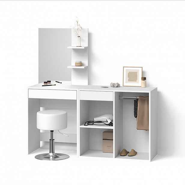Livinity® TOALETNÍ STOLEK Nola Bílá 140 cm s taburetem