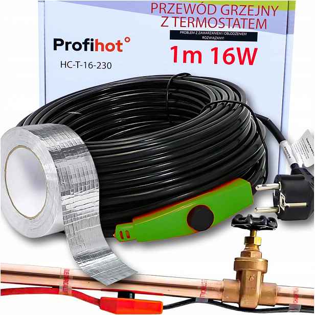 Topný Kabel S Termostatem Pro Trubky Páska Bonus 16W 1M