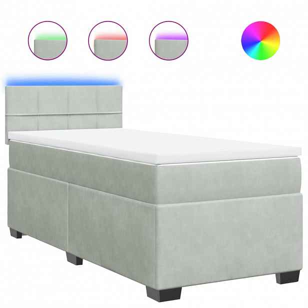 vidaXL Box spring postel s matrací světle šedá 90x190 cm samet