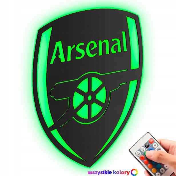 Dřevěný 3D obraz Fotbal Arsenal Nástěnná Dekorace Noční Lampa Led XL