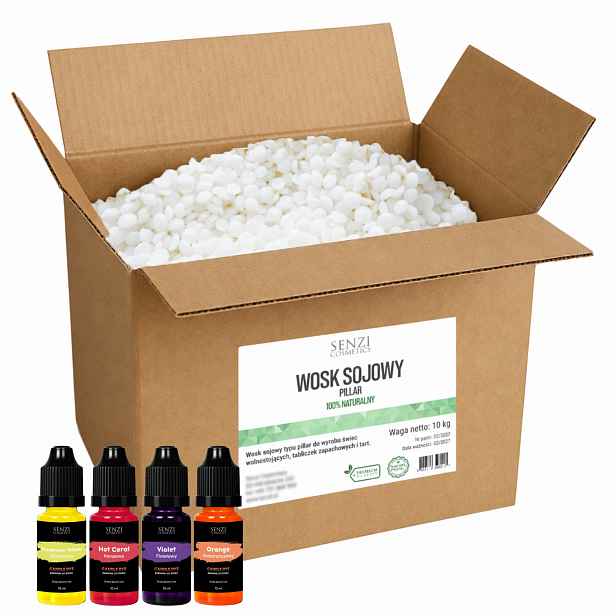 Vosk Pillar pro volně stojící svíčky 10 kg barviva 4x10 ml Bonus