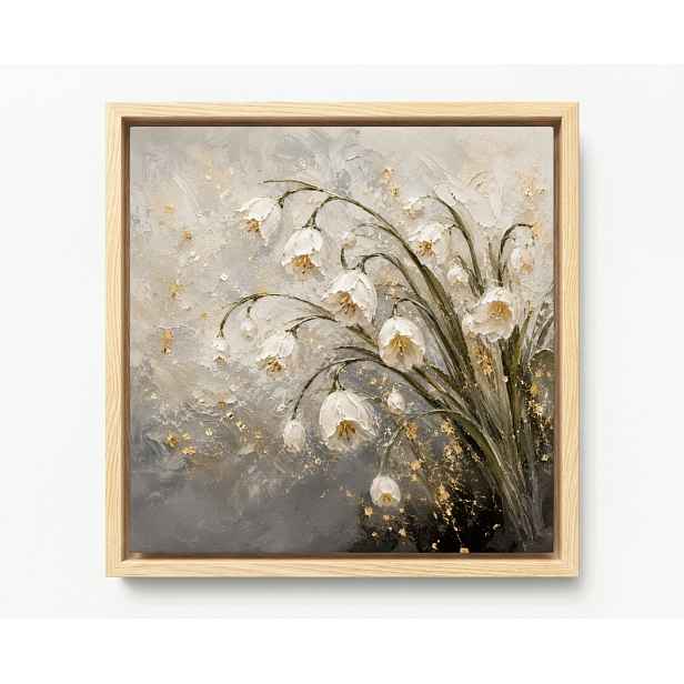 Obraz Rám American Box Zahrada Květiny Bílé Tulipány 3D Glamour Boho 60x60