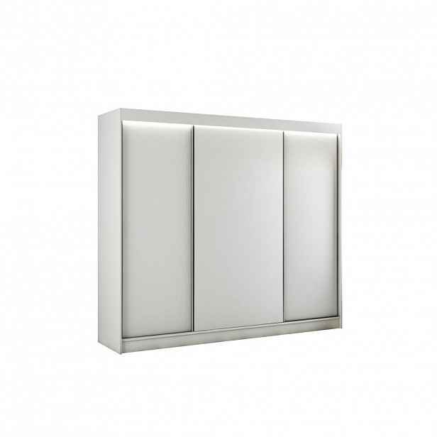 ALTDECOR ŠATNÍ SKŘÍŇ BERGO s LED – 250 cm – bílá