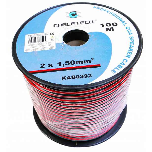 Kabel reproduktoru 2x 1,5mm 1,5 Cca černý červený Cca 100m