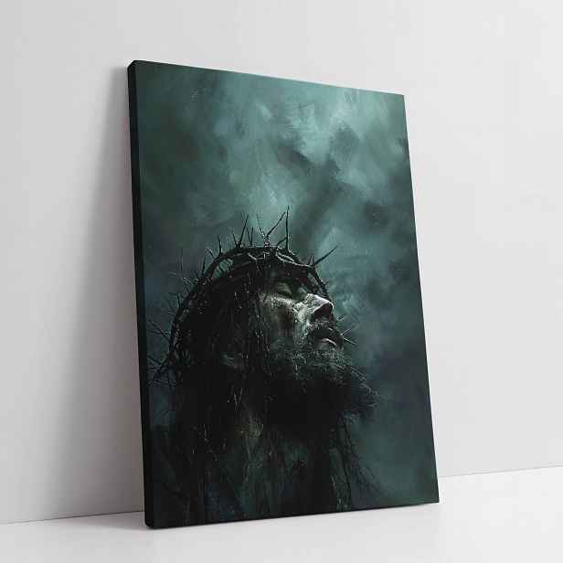 Obraz na plátně Ježíš Kristus v trnové koruně, kříž 90x120