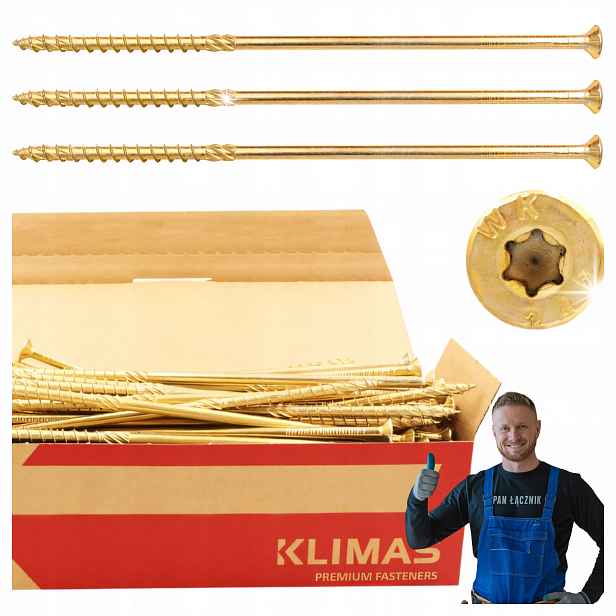 Tesařské Vruty Do Dřeva 6x280 Kuželové Torx 100 Ks WKCS-60280 Klimas