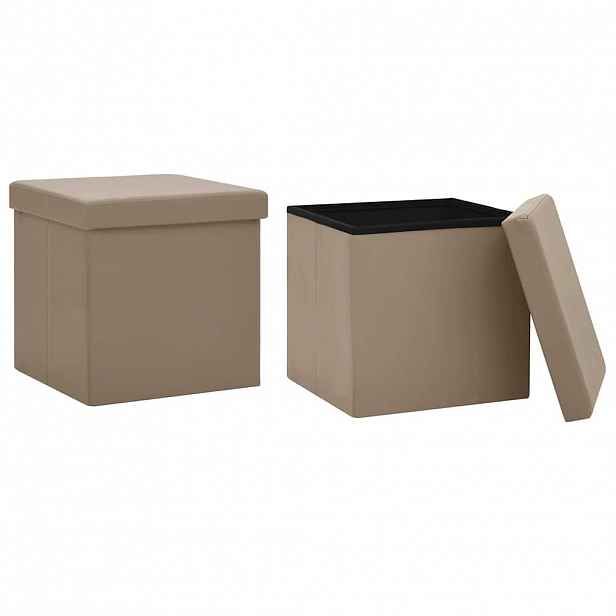 vidaXL Skládací úložné stoličky 2 ks cappuccino PVC