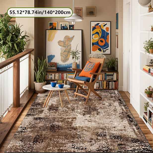 TEMU Retro koberec s patinou | Zmenšuje hluk nohou, zvyšuje pohodlí, vhodný do obývacího pokoje, ložnice, chodby, koupelny, kuchyně, prádelny a