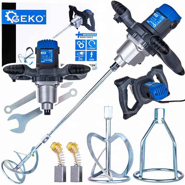 Elektrické míchadlo na barvu beton 1200W 2 Rychlostní Stupně 2x míchadlo 14 mm