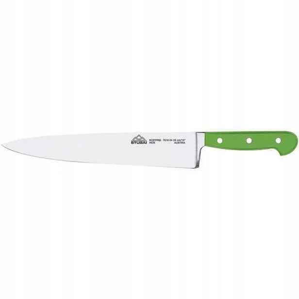 Nůž kuchyňský zelený čepel 26 cm široký kovaný Stubai