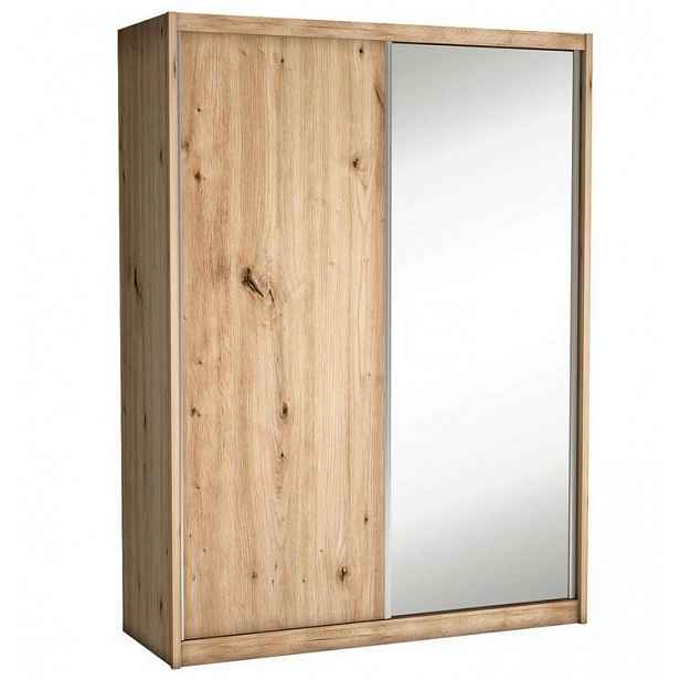 Skříň s posuvnými dveřmi se zrcadlem BERLINA 2 - šířka 180 cm, dub artisan