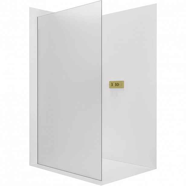 Sprchová zástěna Walk-in Crystal L/P - 8 mm - bezvzpěrový systém - zlatá, mléčné sklo - 70x200 cm