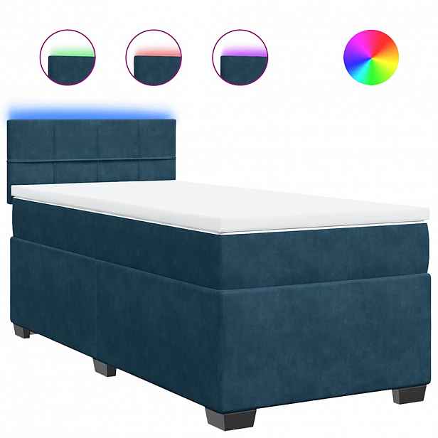 vidaXL Box spring postel s matrací modrá 90 x 190 cm samet