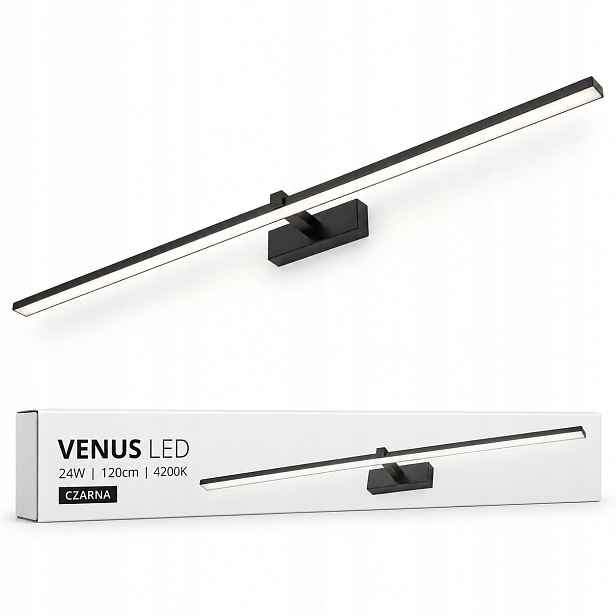 Koupelnová lampa Venus Led 24W 120 cm černá nad zrcadlo 4200K IP44