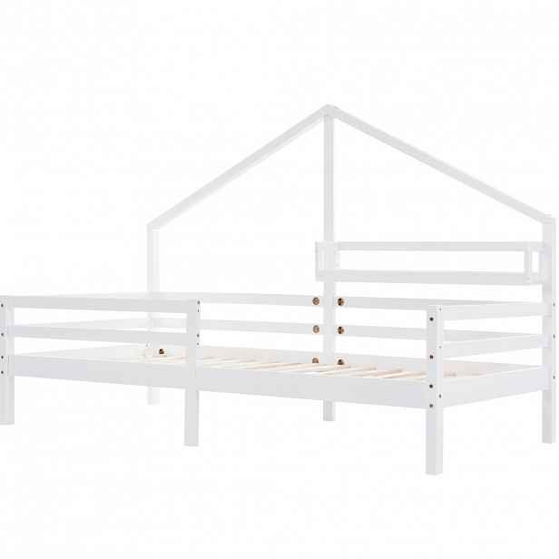 Modfu DĚTSKÁ postel z borovice 90x200 cm bílá s policí, zábranou a skandinávským designem