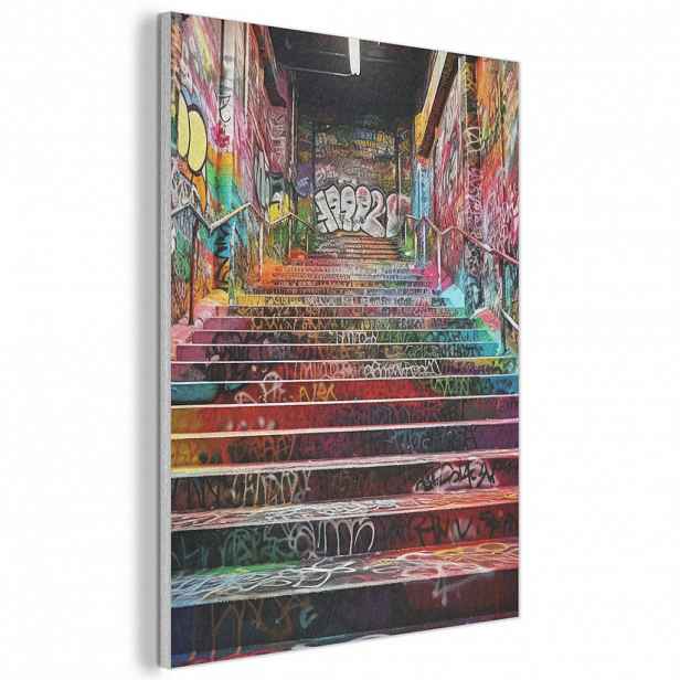 MuchoWow AKUSTICKÝ obraz Schody - Graffiti - Barvy - Umění 70x100 cm